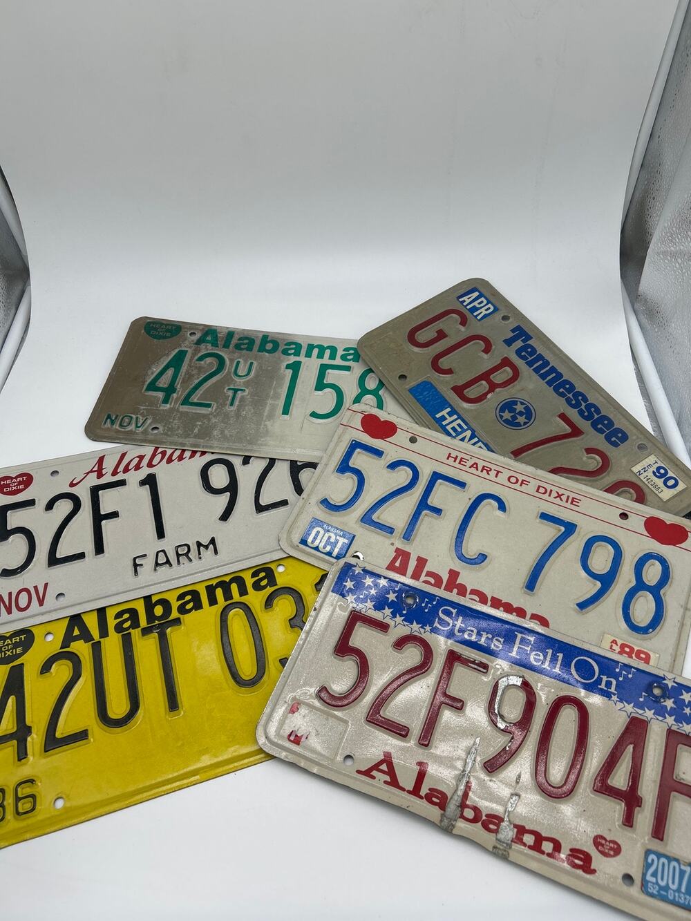 Vintage License Plate Lot of 6 Alabama & Tennessee 1984 1986 1989 1990 1999 2007